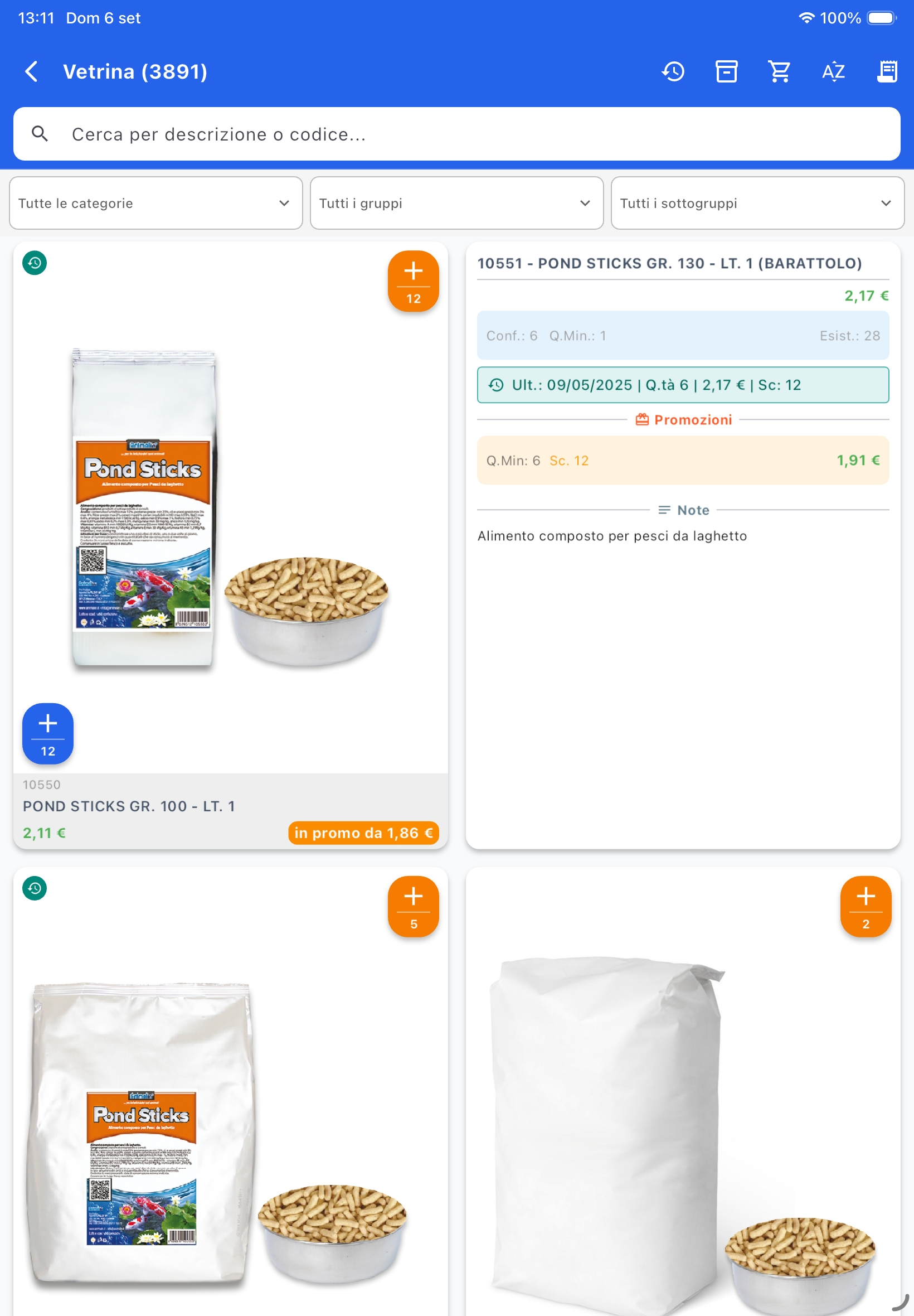 Storico ultimo acquisto del cliente in Vetrina ordine
